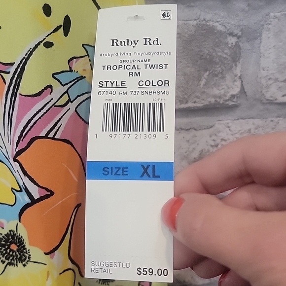 Ruby Rd. Women's Button Down Tropical Twist- XL NWT - Picture 2 of 7